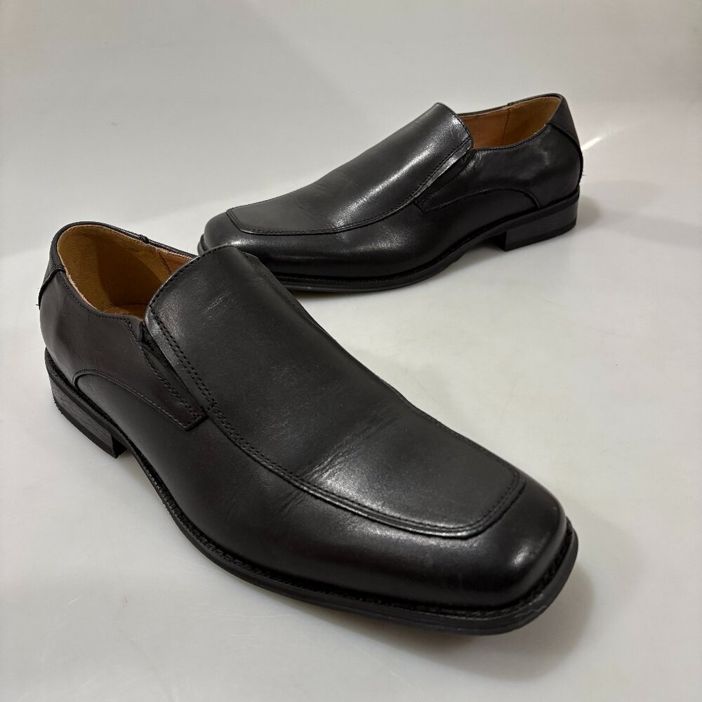 Joseph Abboud 9.5 Black Leather Slip-On Loafers Shoes